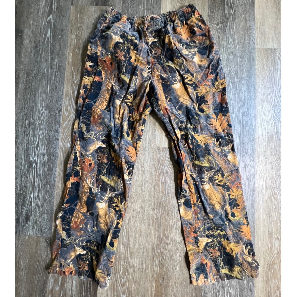 North River Flannel Pajama Pants Mens Medium Brown Deer Camo Wildlife Lounge